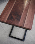 Straight Edge Walnut Industrial Side C Table