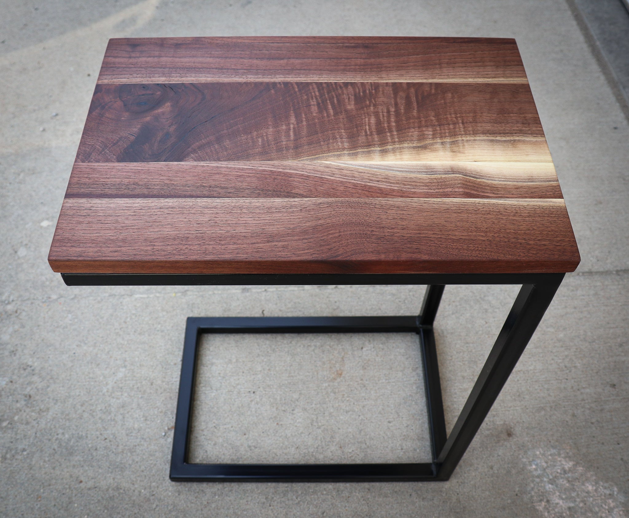 Straight Edge Walnut Industrial Side C Table