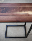 Straight Edge Walnut Industrial Side C Table