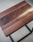 Straight Edge Walnut Industrial Side C Table