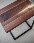 Straight Edge Walnut Industrial Side C Table