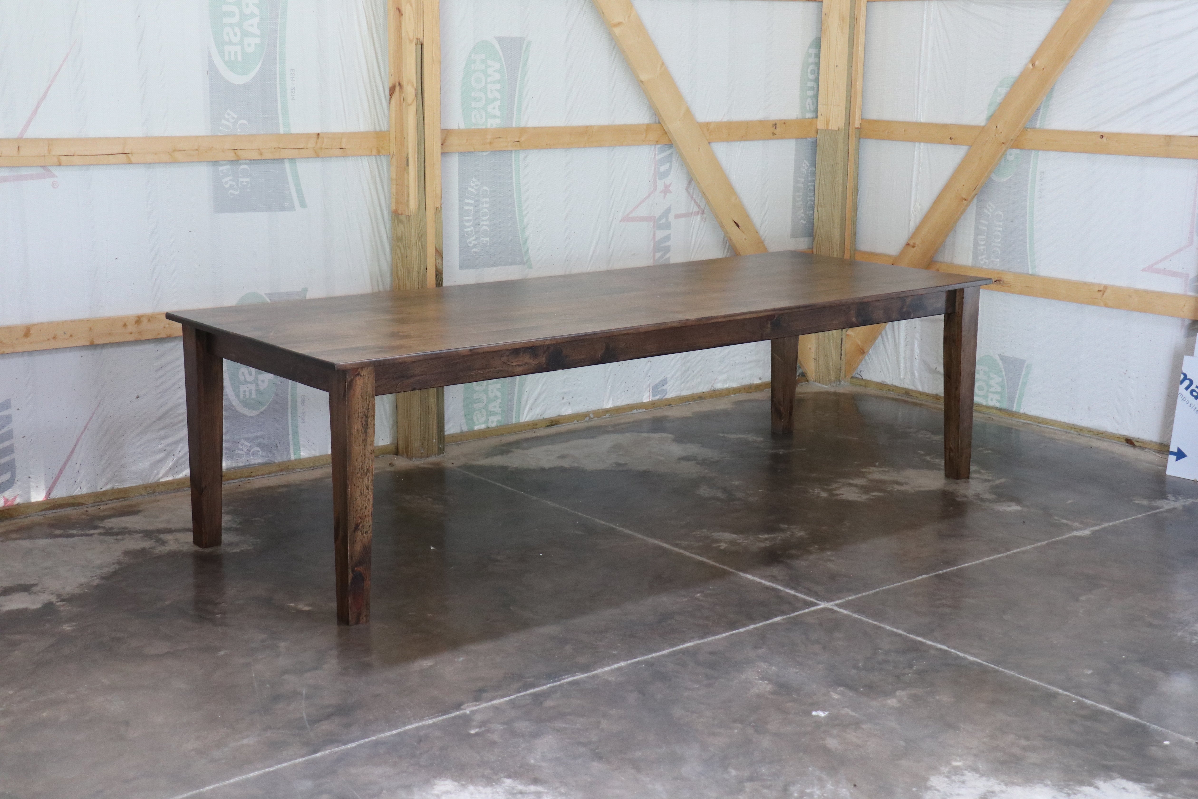 Pine Stained Modern Shaker Dining Table - Hazel Oak Farms