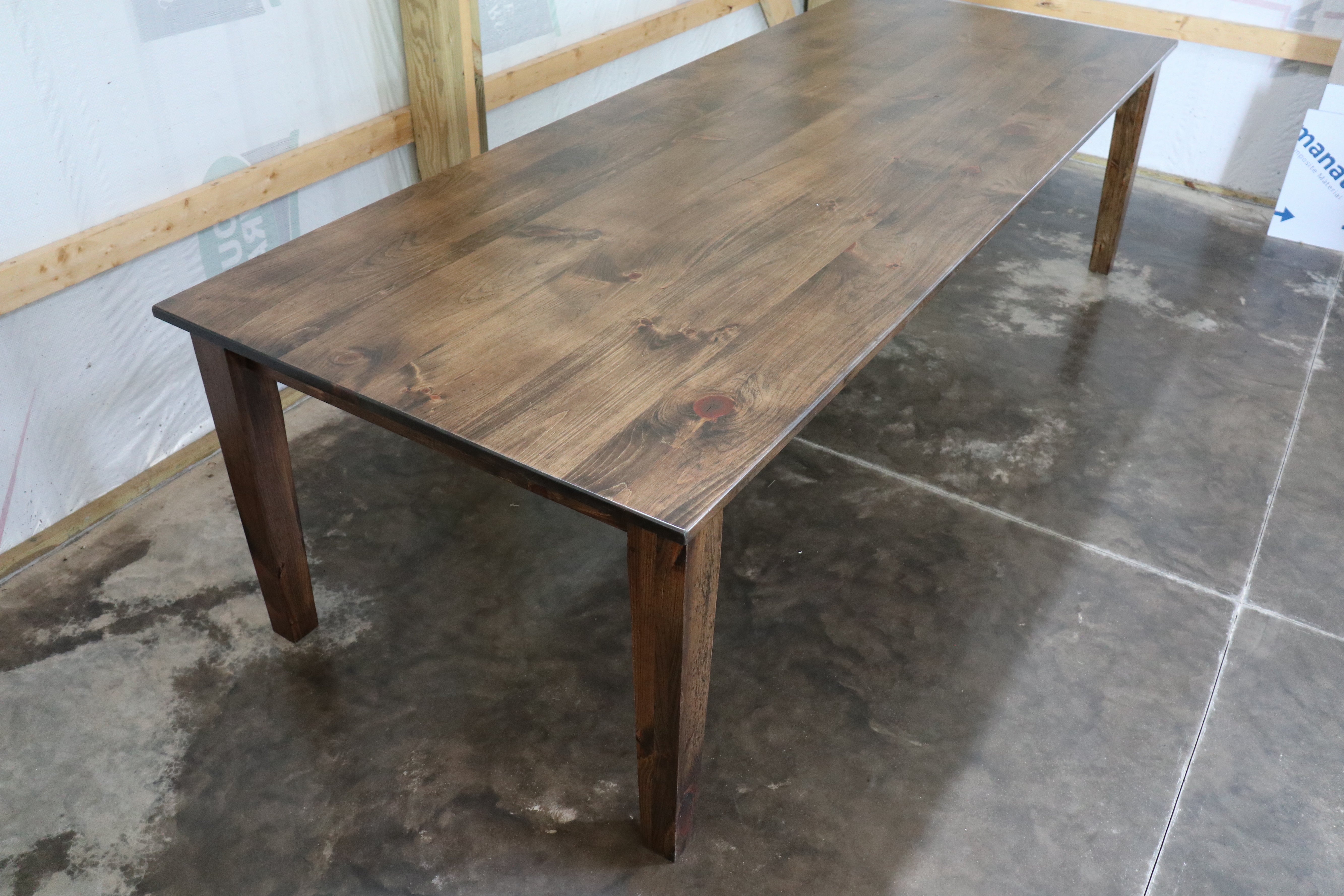 Pine Stained Modern Shaker Dining Table - Hazel Oak Farms