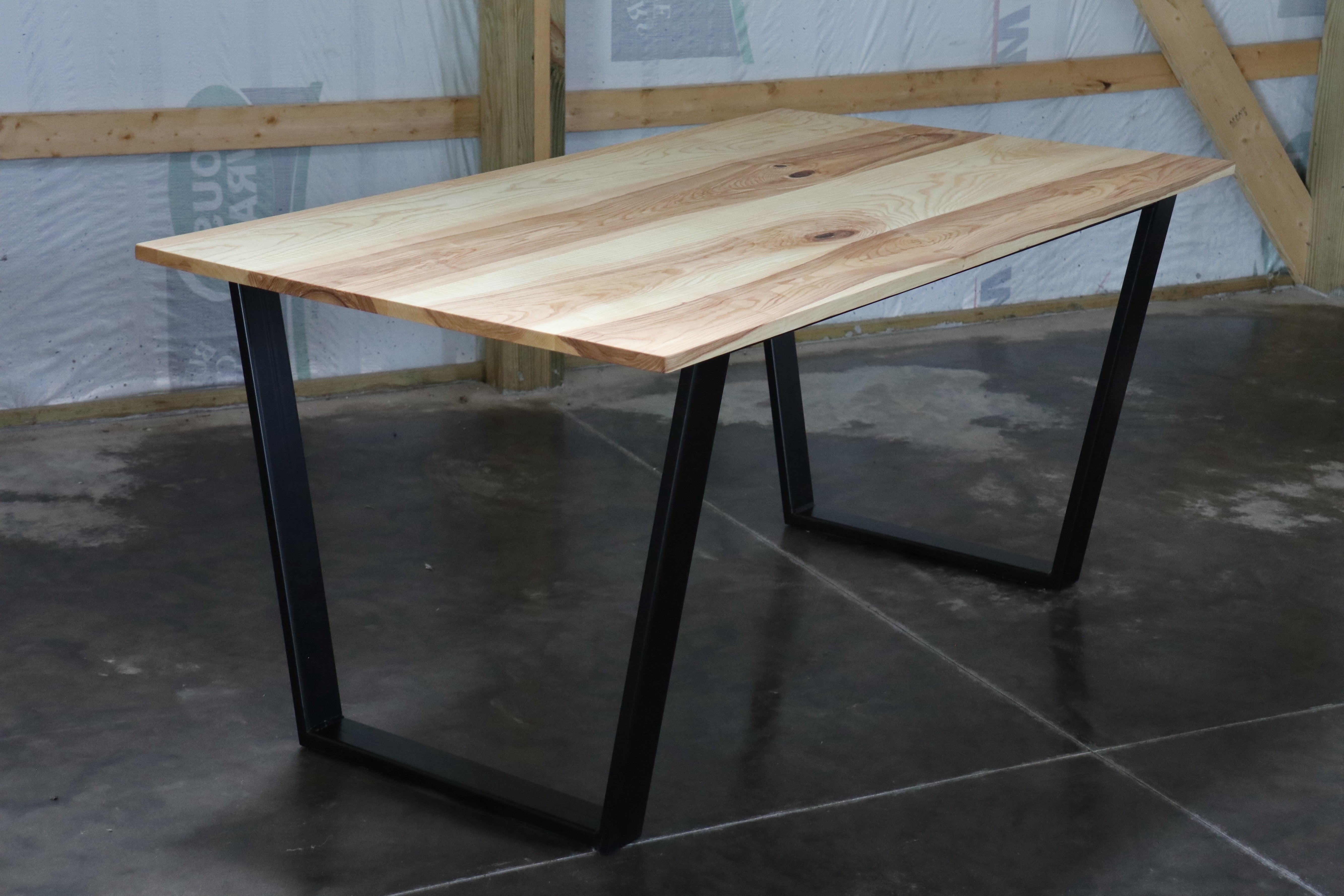 Modern Ash Dining Table with Black Steel Tapered Legs (in stock) - Hazel Oak Farms