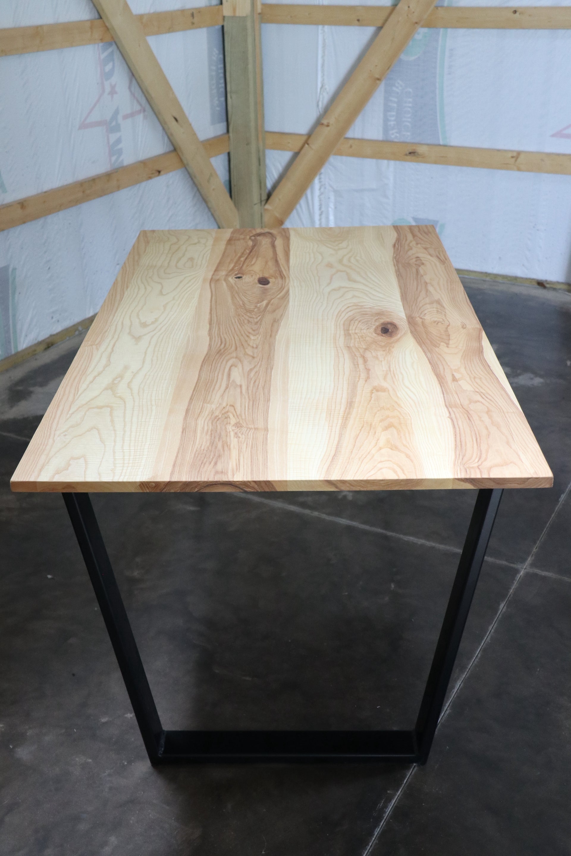 Modern Ash Dining Table with Black Steel Tapered Legs (in stock ...