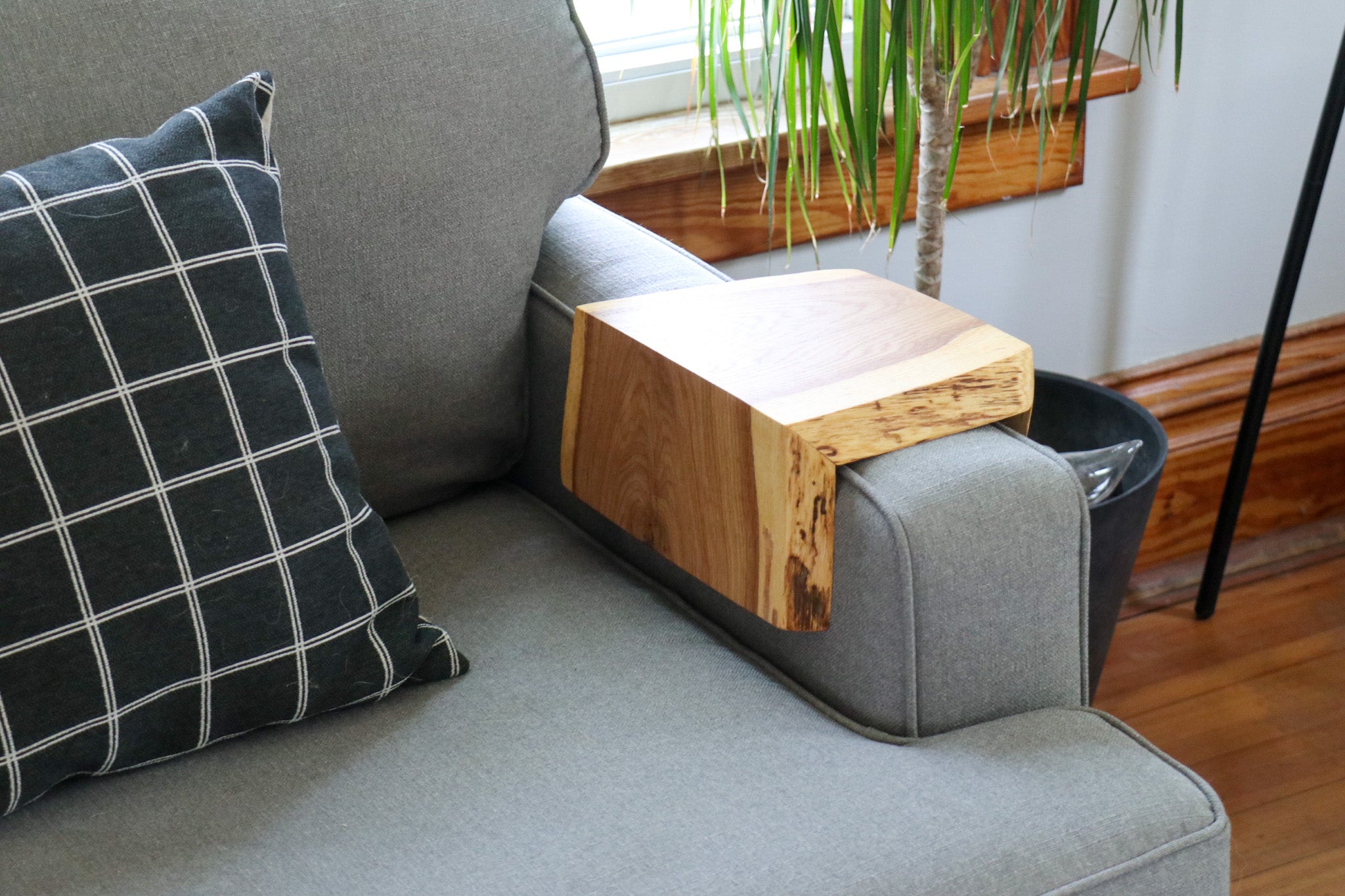 Live Edge White Oak 6&quot; Sofa Armrest Table (in stock)