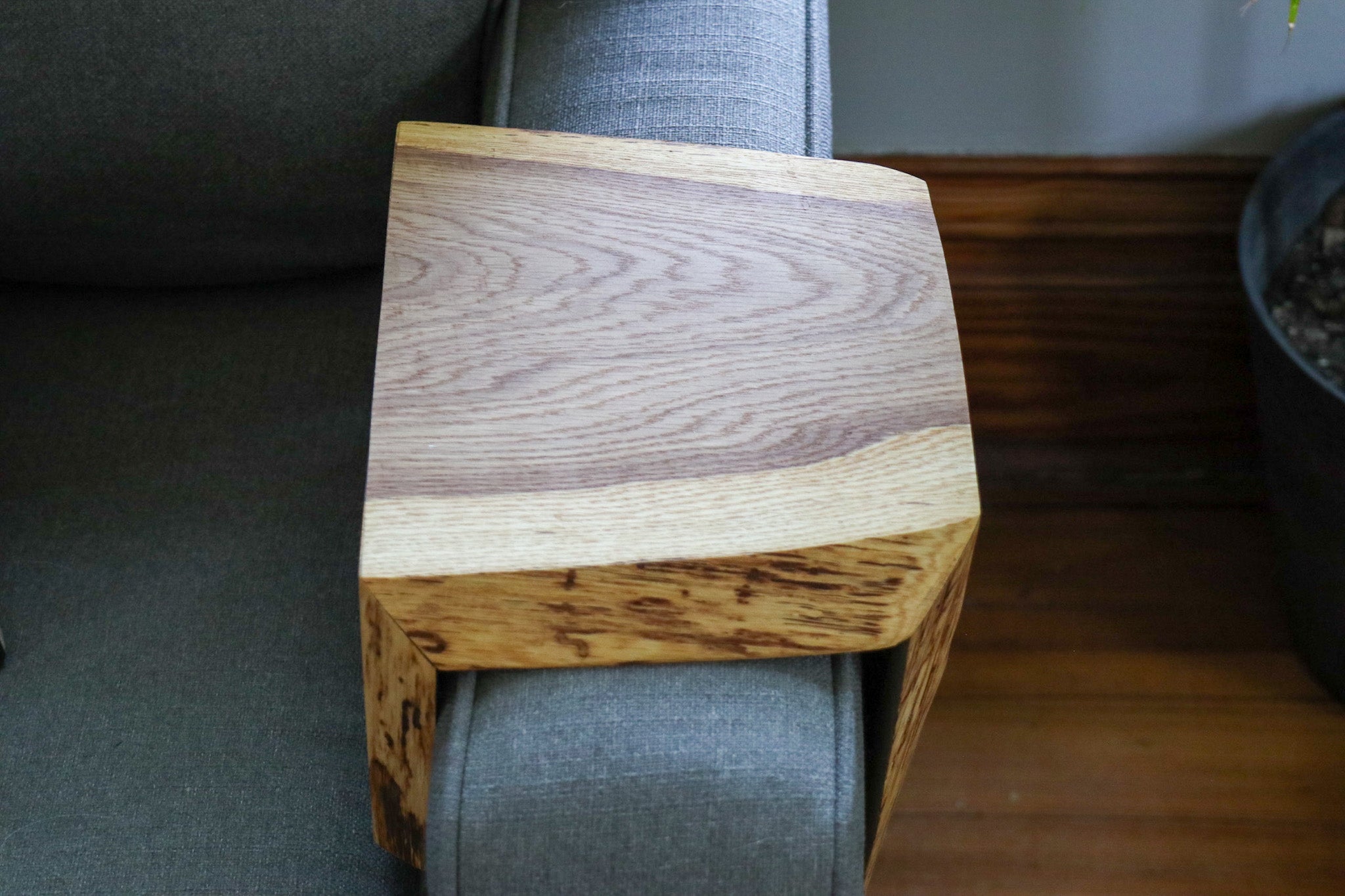 Live Edge White Oak 6&quot; Sofa Armrest Table (in stock)