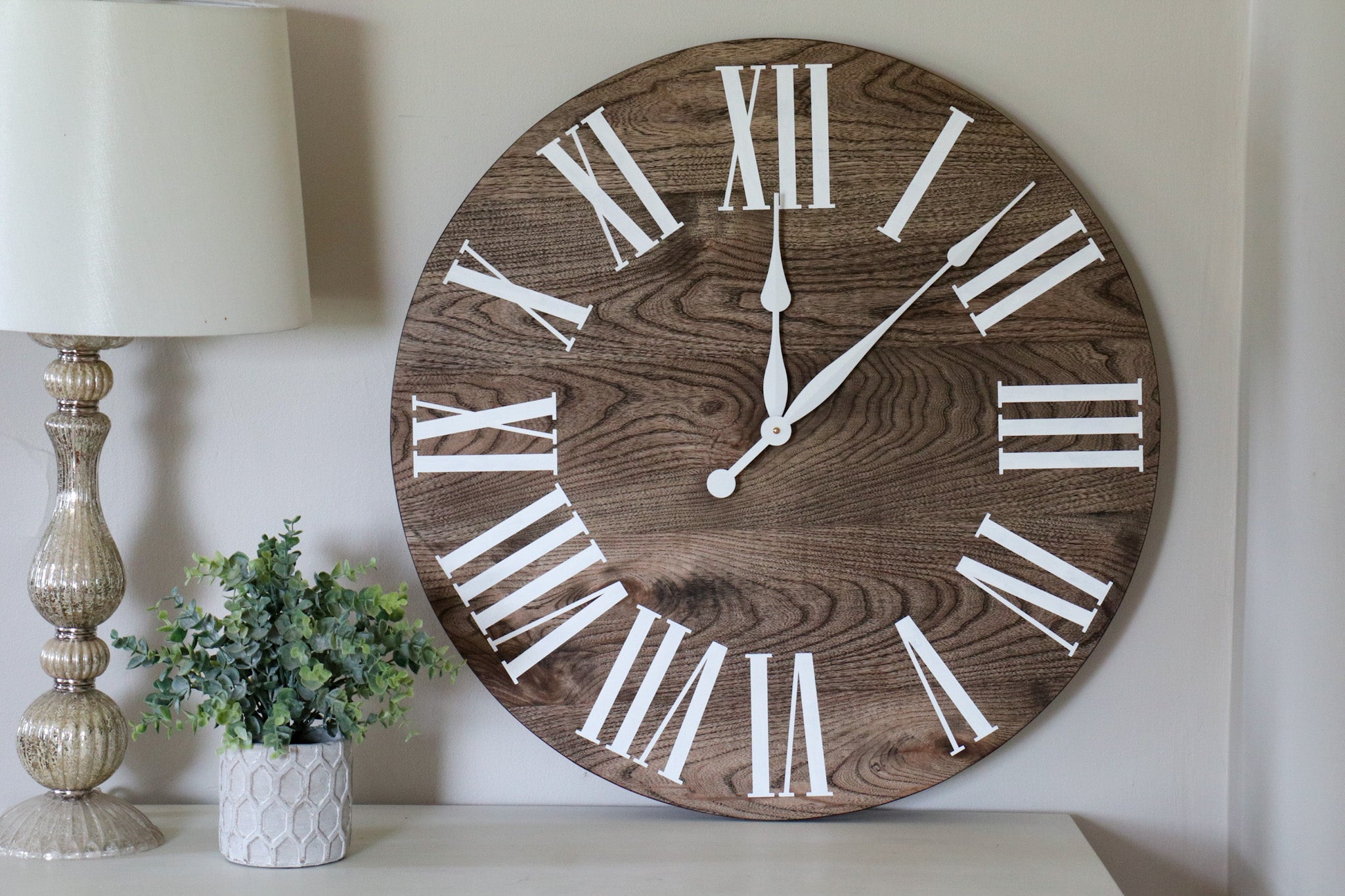 Large Grey 26" Solid Wood Hackberry Wall Clock (in stock)