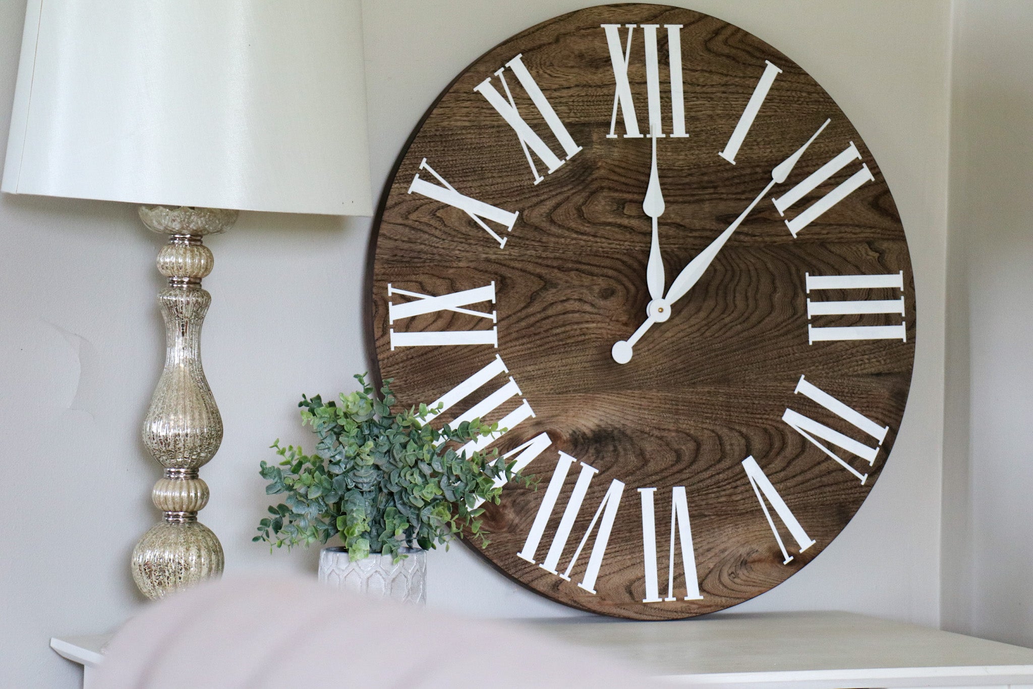 Large Grey 26" Solid Wood Hackberry Wall Clock (in stock)