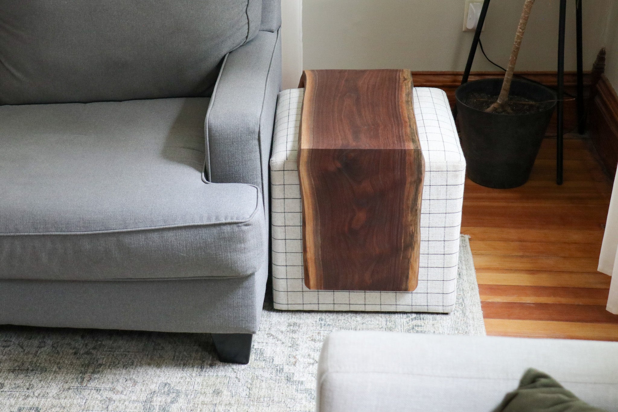 Live Edge Walnut Ottoman Foot Stool Table - Hazel Oak Farms