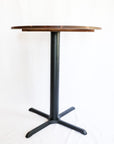 Modern Round Walnut Pub Table with Black Steel Legs   |   Bar or Standard Height