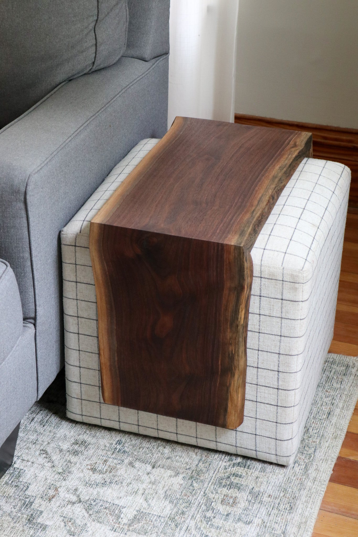 Live Edge Walnut Ottoman Foot Stool Table - Hazel Oak Farms