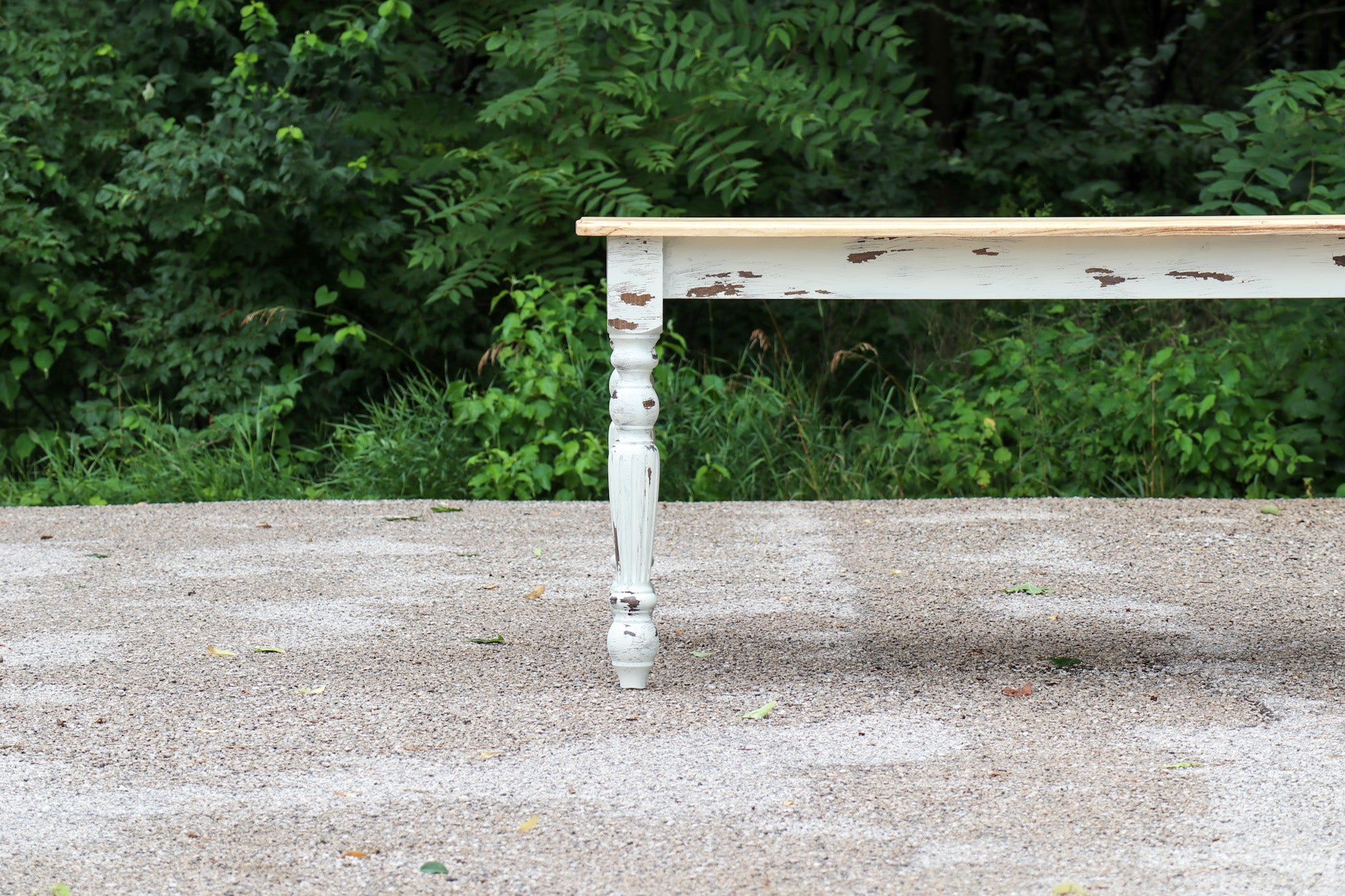 Spalted Maple Farmhouse Dining Table with White-Distressed Paint - Hazel Oak Farms