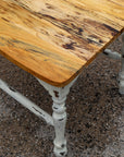 Spalted Maple Farmhouse Dining Table with White-Distressed Paint - Hazel Oak Farms