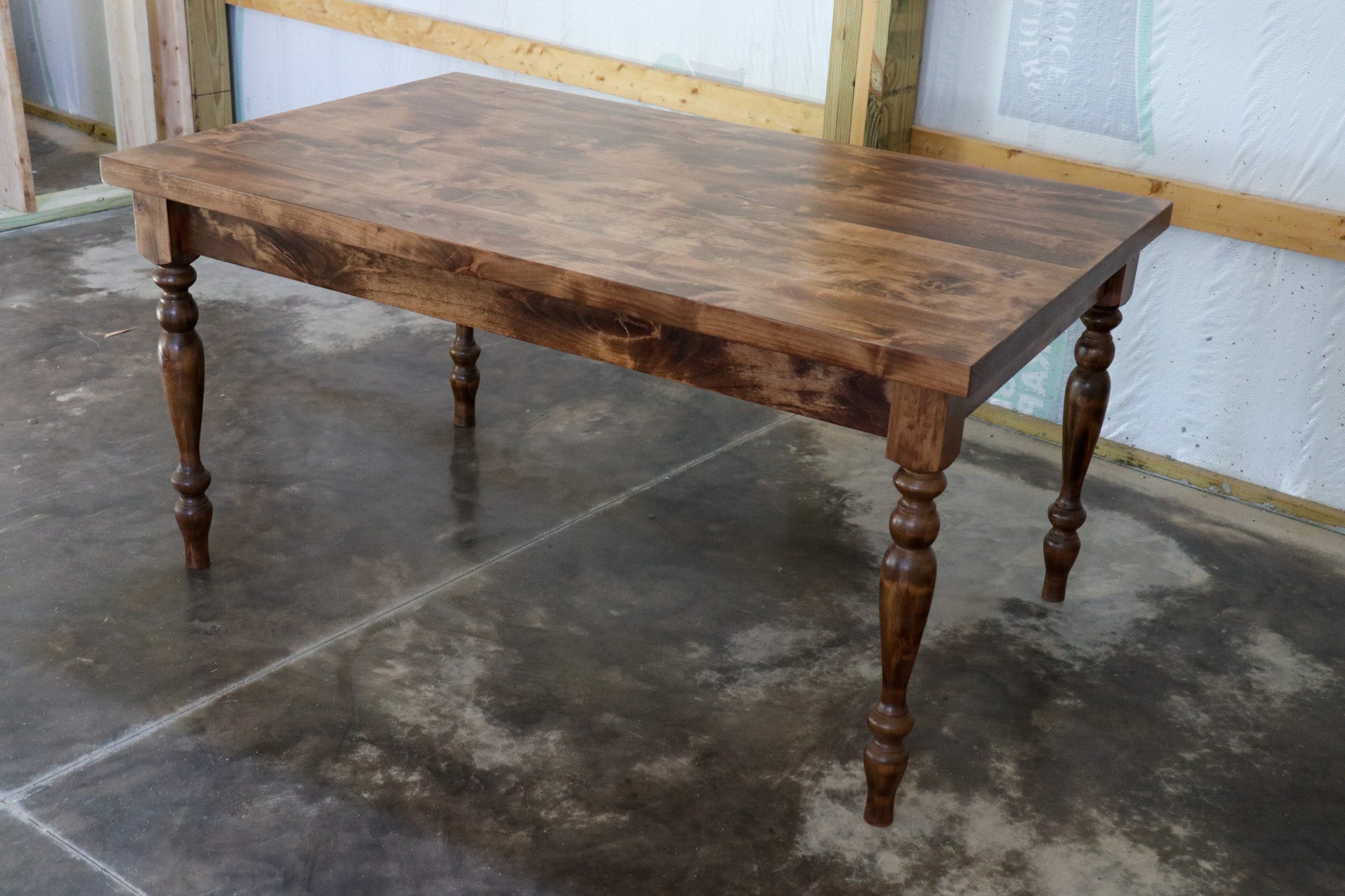 Alder Farmhouse Dining Table with 3&quot; Narrow Legs - Hazel Oak Farms