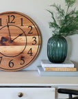 Solid Hickory Wood Wall Clock with Numbers and Lines - Hazel Oak Farms