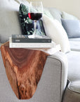 walnut wood sofa armrest table Handmade Furniture in Iowa