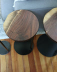 Live-Edge Walnut, Round Industrial Side Table