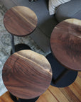 Live-Edge Walnut, Round Industrial Side Table