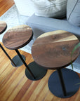 Live-Edge Walnut, Round Industrial Side Table