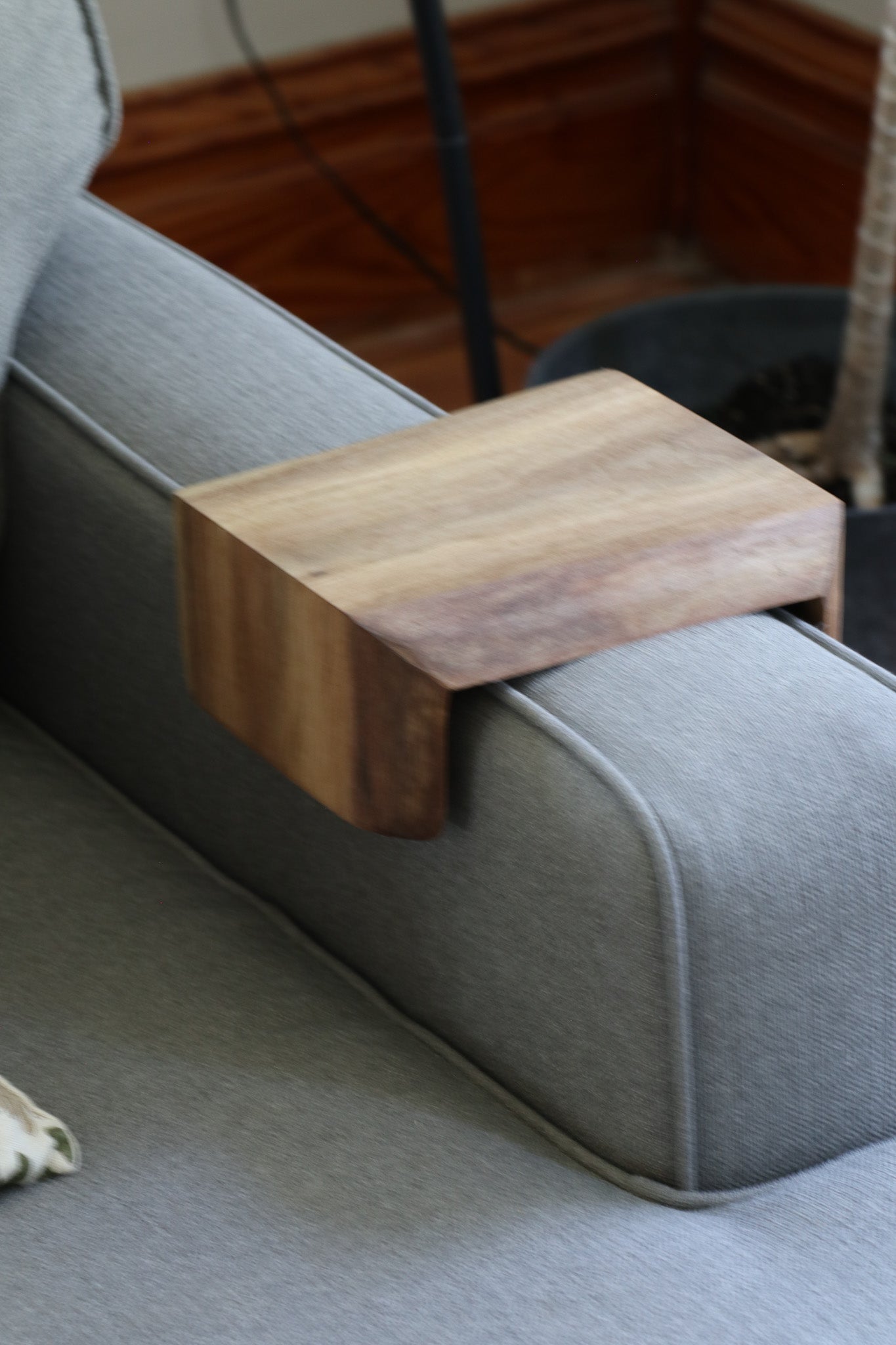 Live Edge 6" Walnut Wood Armrest Table (in stock) - Hazel Oak Farms