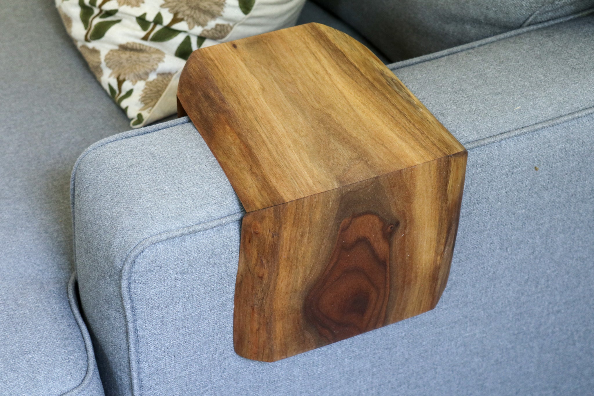 Live Edge 6&quot; Walnut Wood Armrest Table (in stock) - Hazel Oak Farms