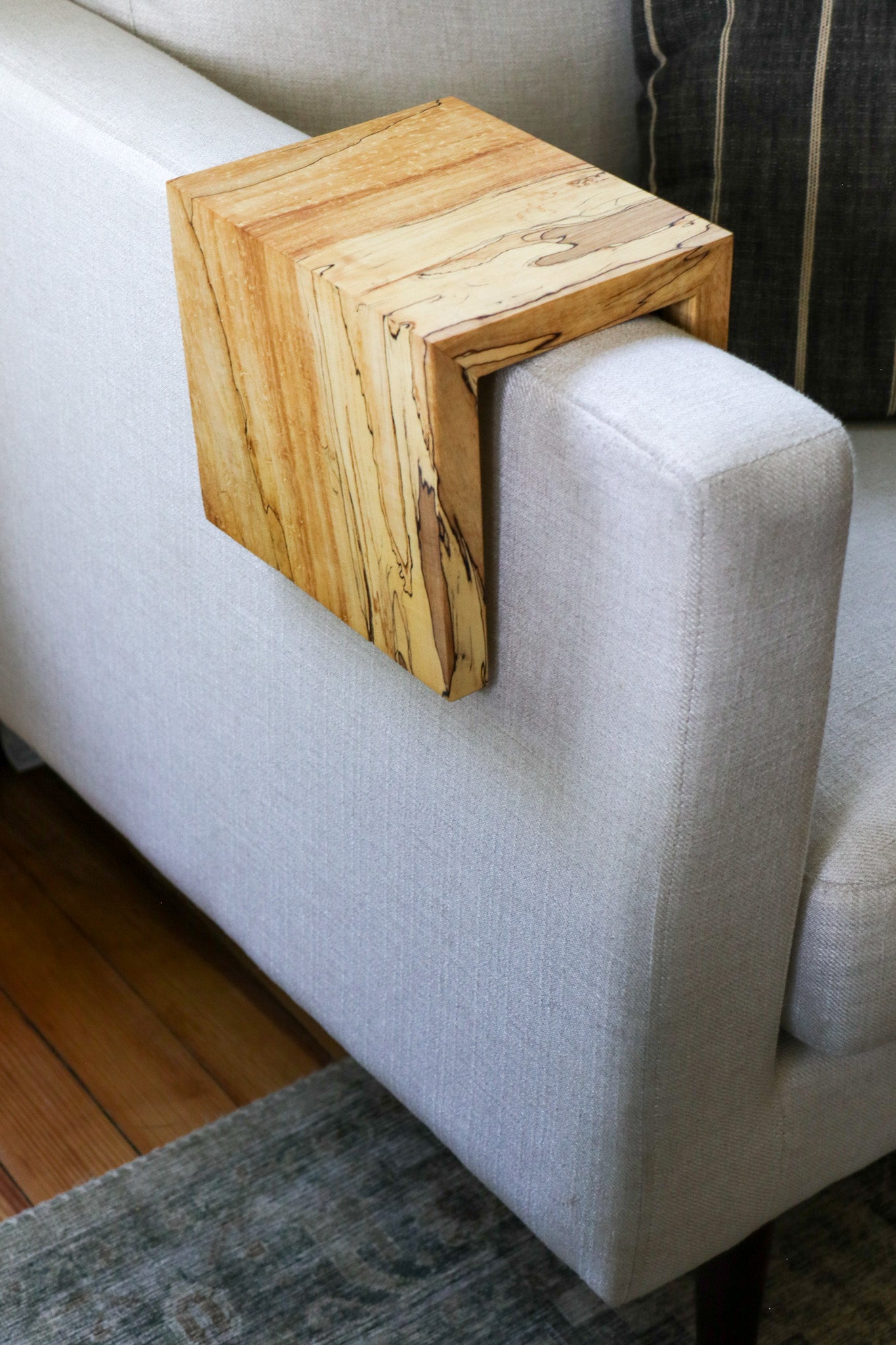 Solid 5" Spalted Maple Sofa Armrest Table (in stock) - Hazel Oak Farms