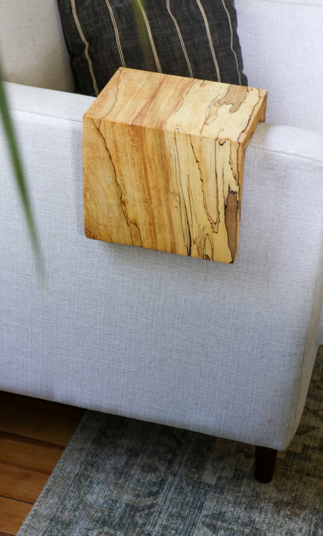 Solid 5" Spalted Maple Sofa Armrest Table (in stock) - Hazel Oak Farms