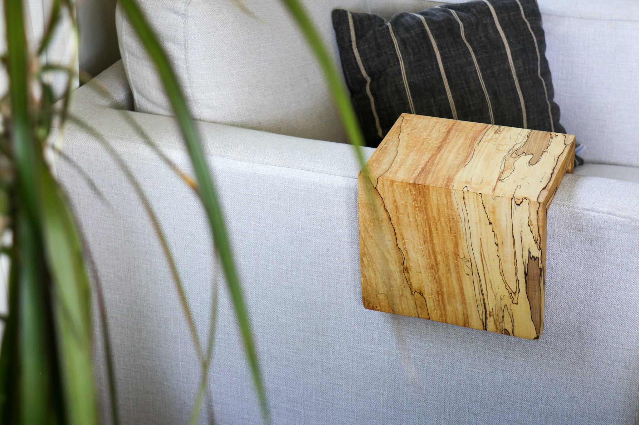 Solid 5" Spalted Maple Sofa Armrest Table (in stock) - Hazel Oak Farms