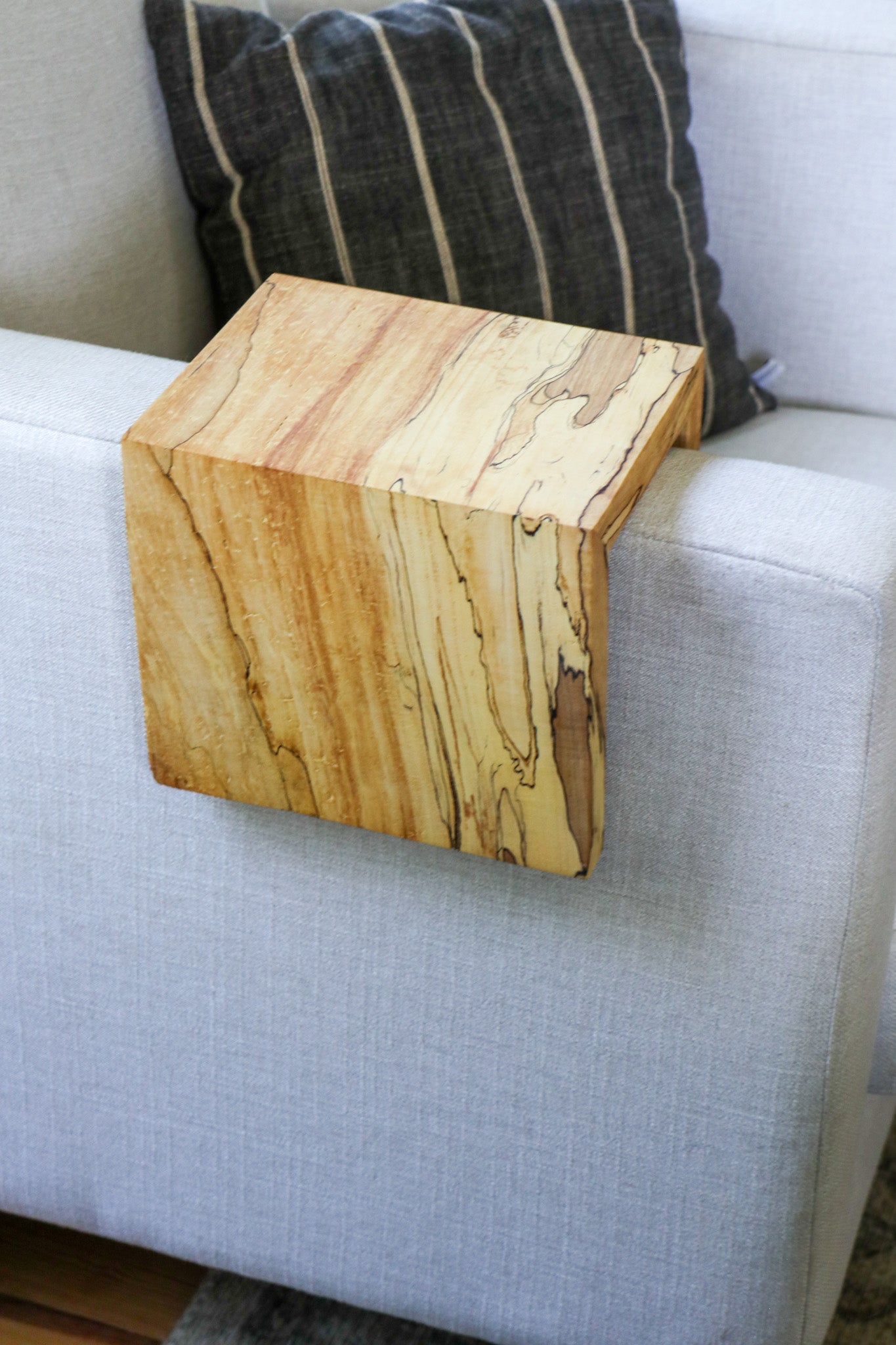 Solid 5" Spalted Maple Sofa Armrest Table (in stock) - Hazel Oak Farms