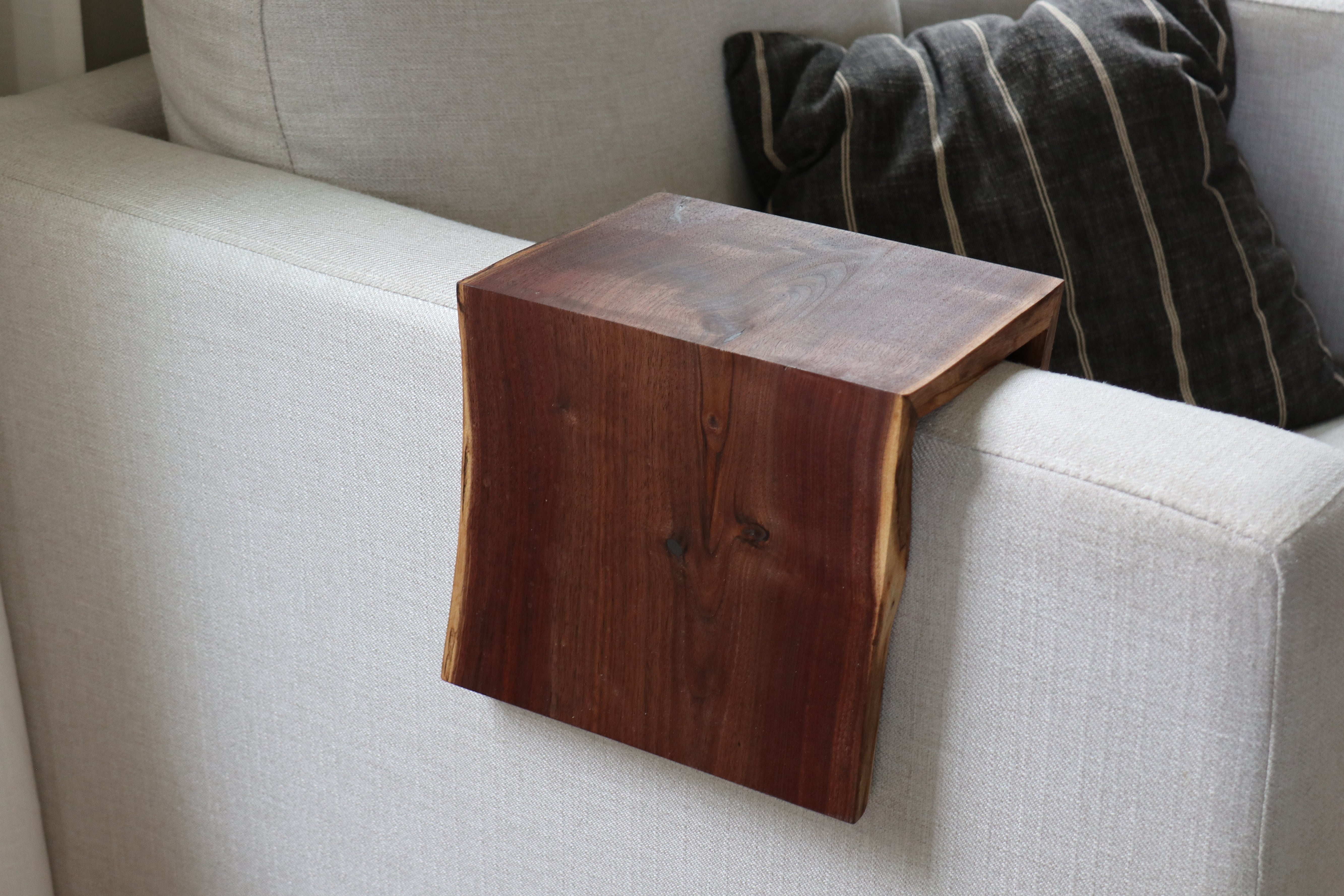 Live Edge 5" Walnut Wood Armrest Table (in stock) - Hazel Oak Farms