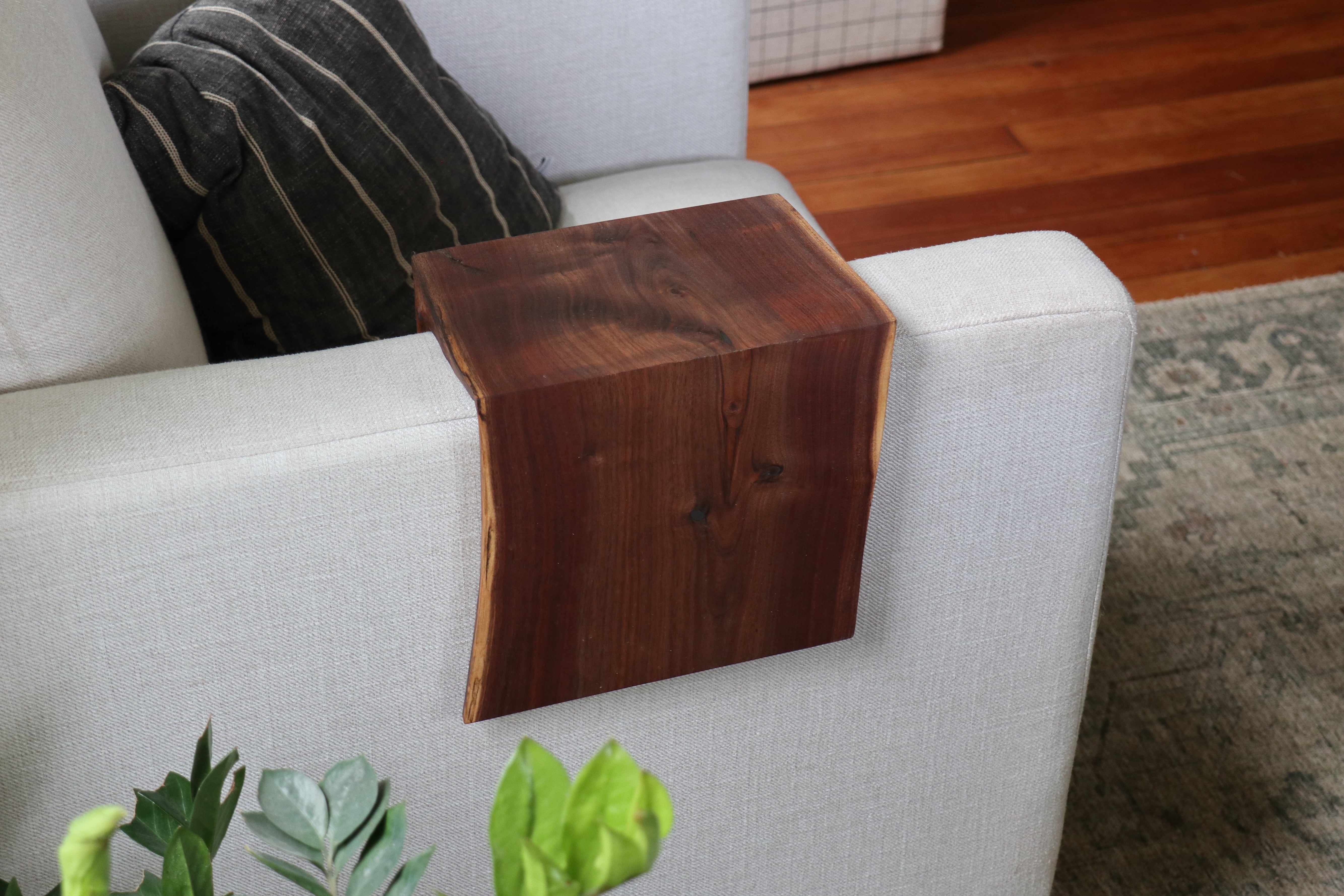 Live Edge 5" Walnut Wood Armrest Table (in stock) - Hazel Oak Farms