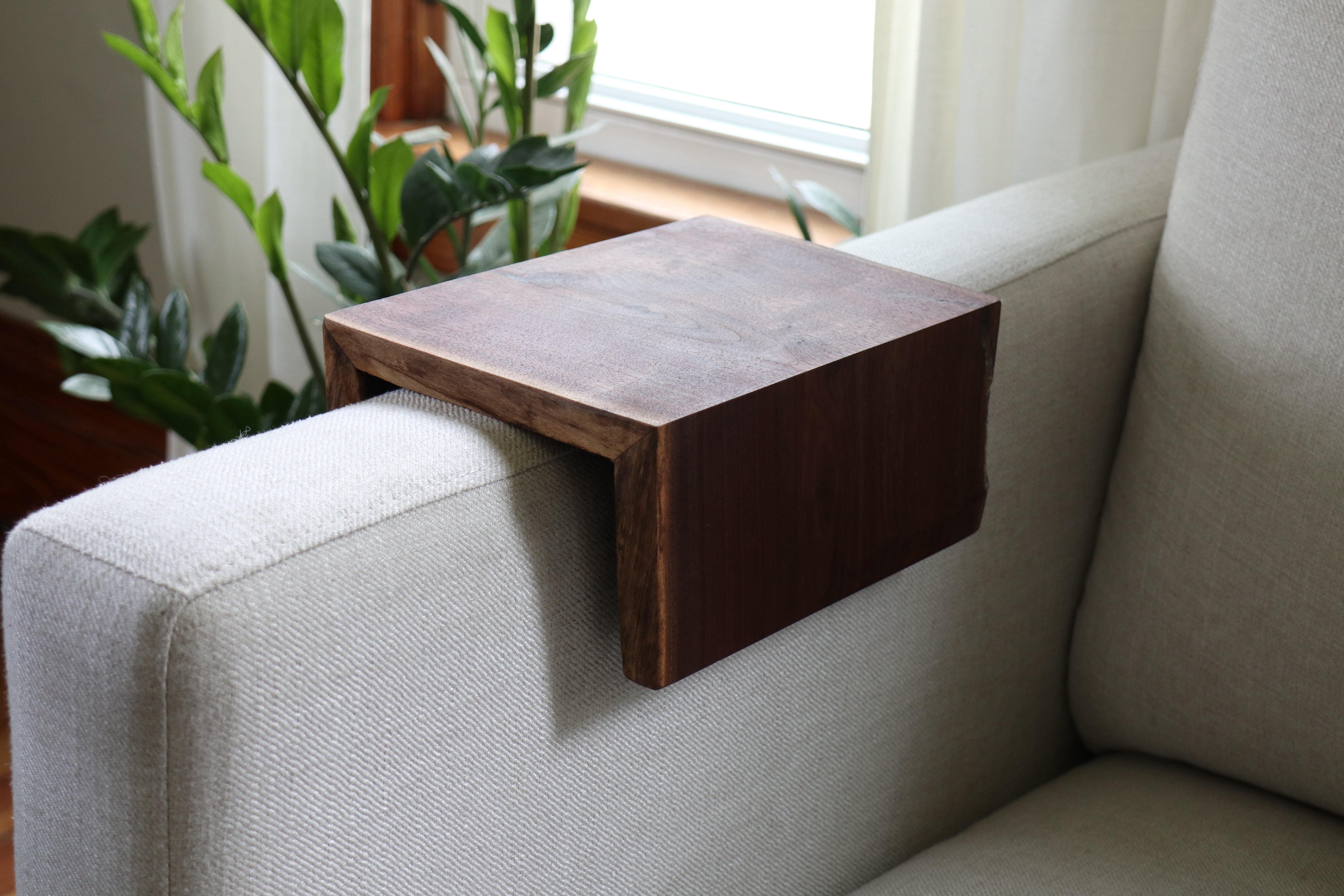 Live Edge 5" Walnut Wood Armrest Table (in stock) - Hazel Oak Farms