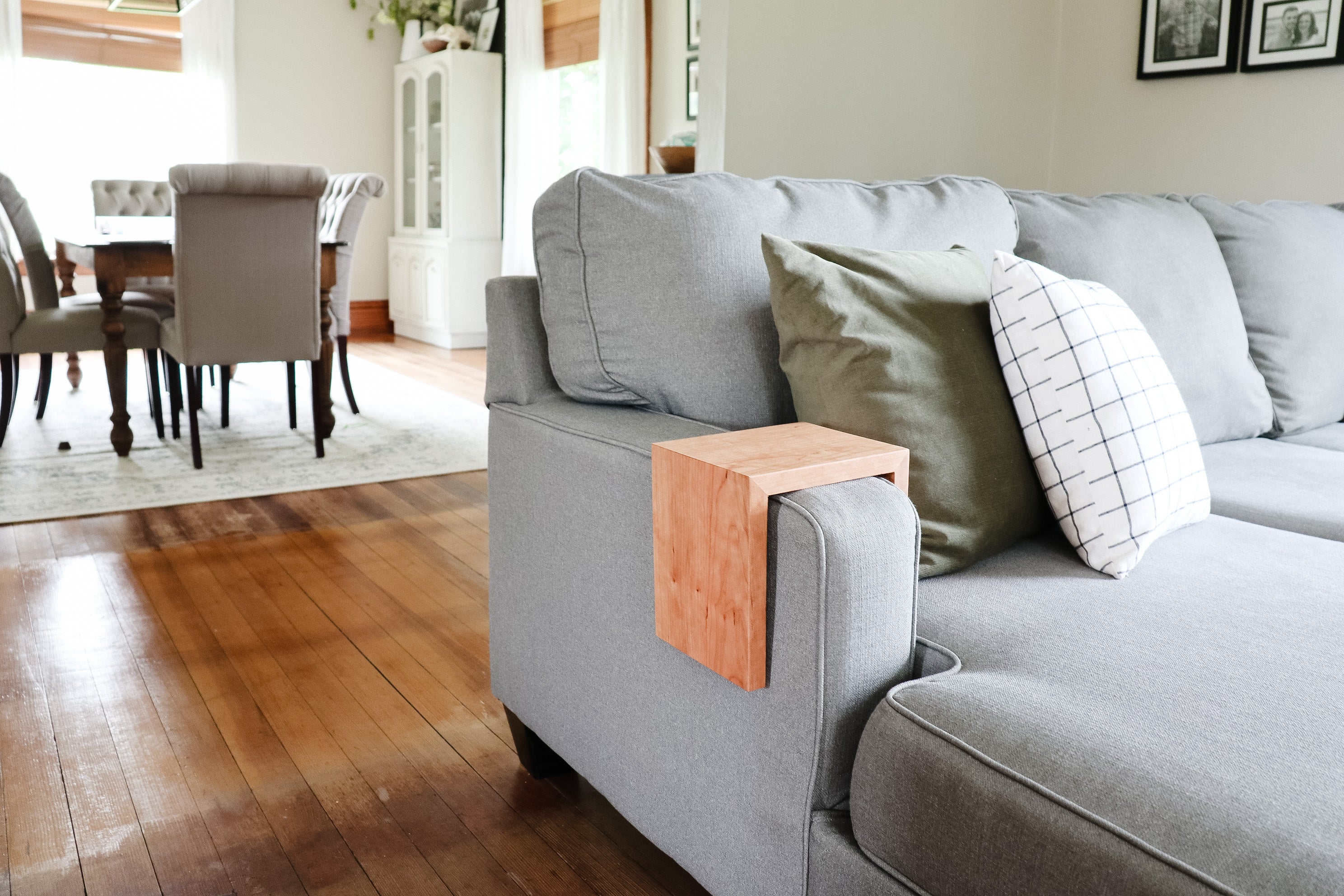 Solid Cherry Wood Sofa Armrest Table