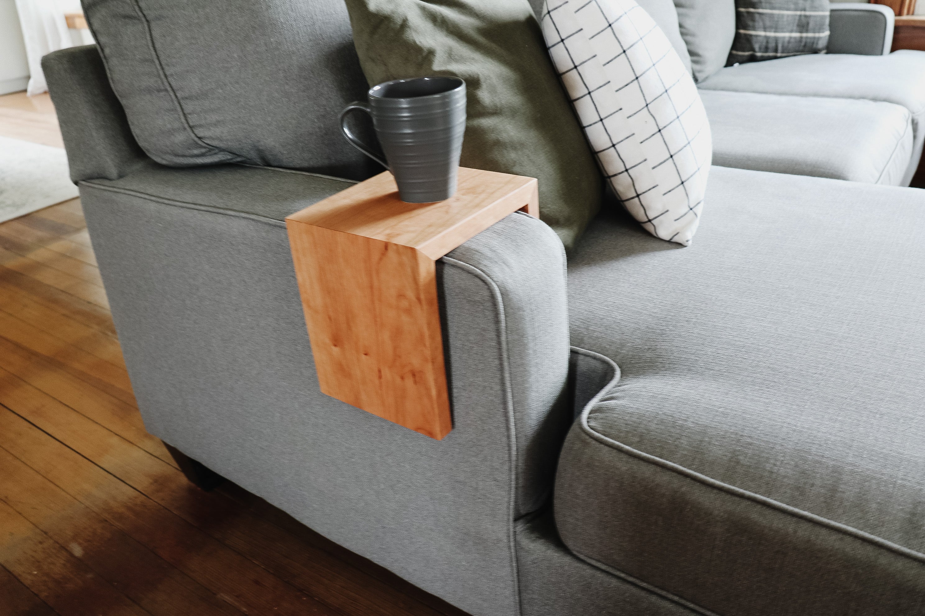 Solid Cherry Wood Sofa Armrest Table