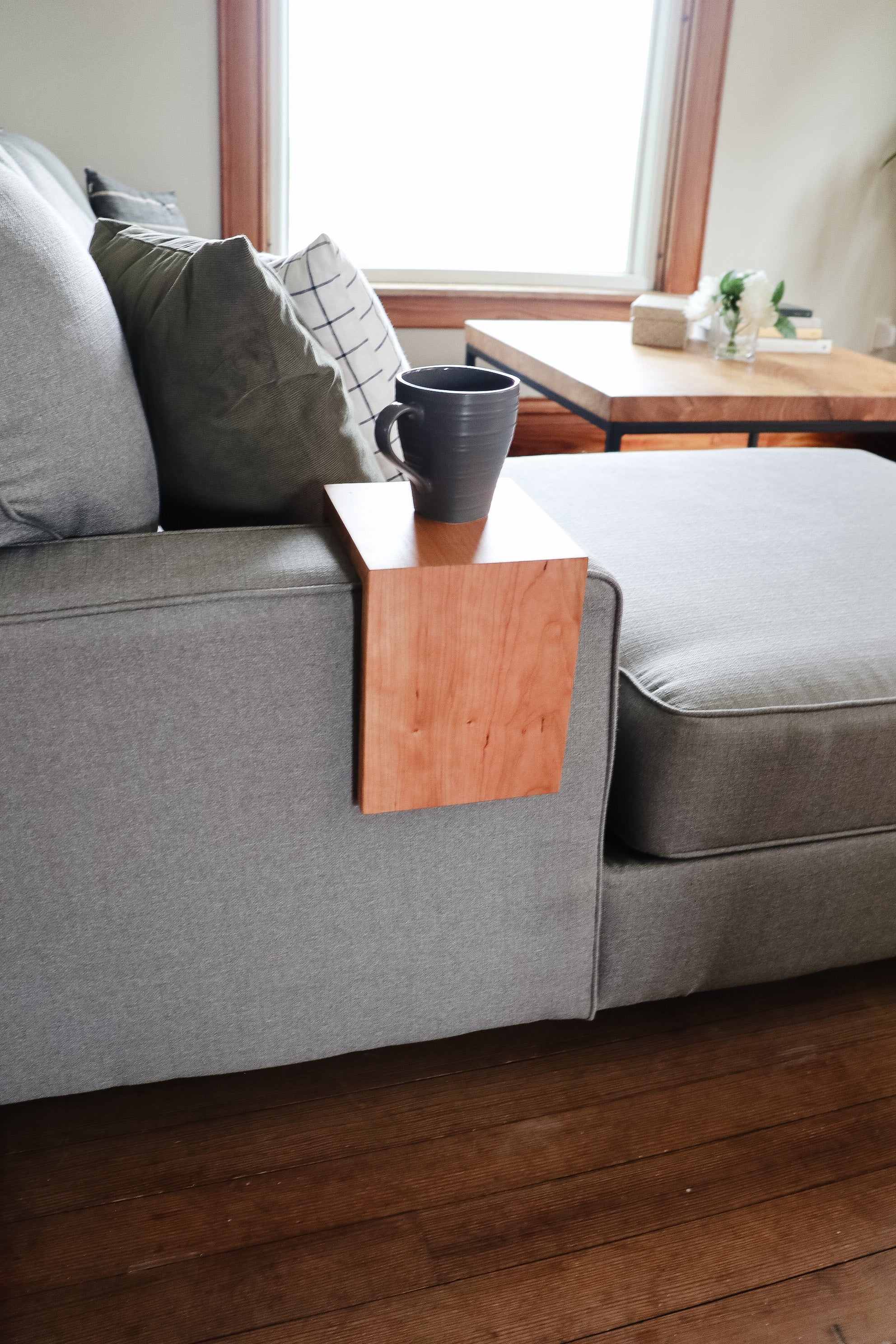 Solid Cherry Wood Sofa Armrest Table