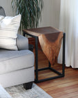 Live Edge Walnut Waterfall Cube Side Table - Hazel Oak Farms