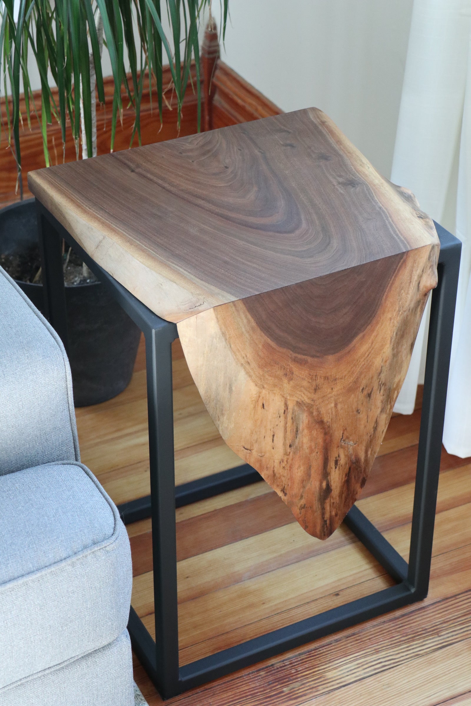 Live Edge Walnut Waterfall Cube Side Table - Hazel Oak Farms