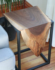 Live Edge Walnut Waterfall Cube Side Table - Hazel Oak Farms