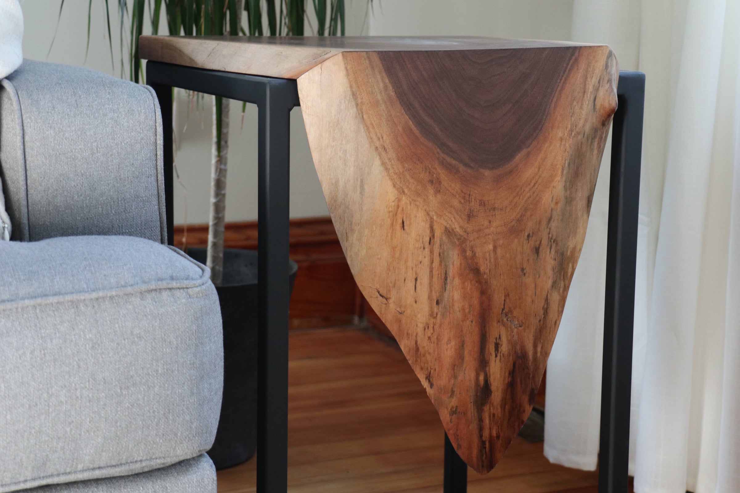 Live Edge Walnut Waterfall Cube Side Table - Hazel Oak Farms