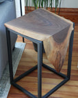 Live Edge Walnut Waterfall Cube Side Table - Hazel Oak Farms