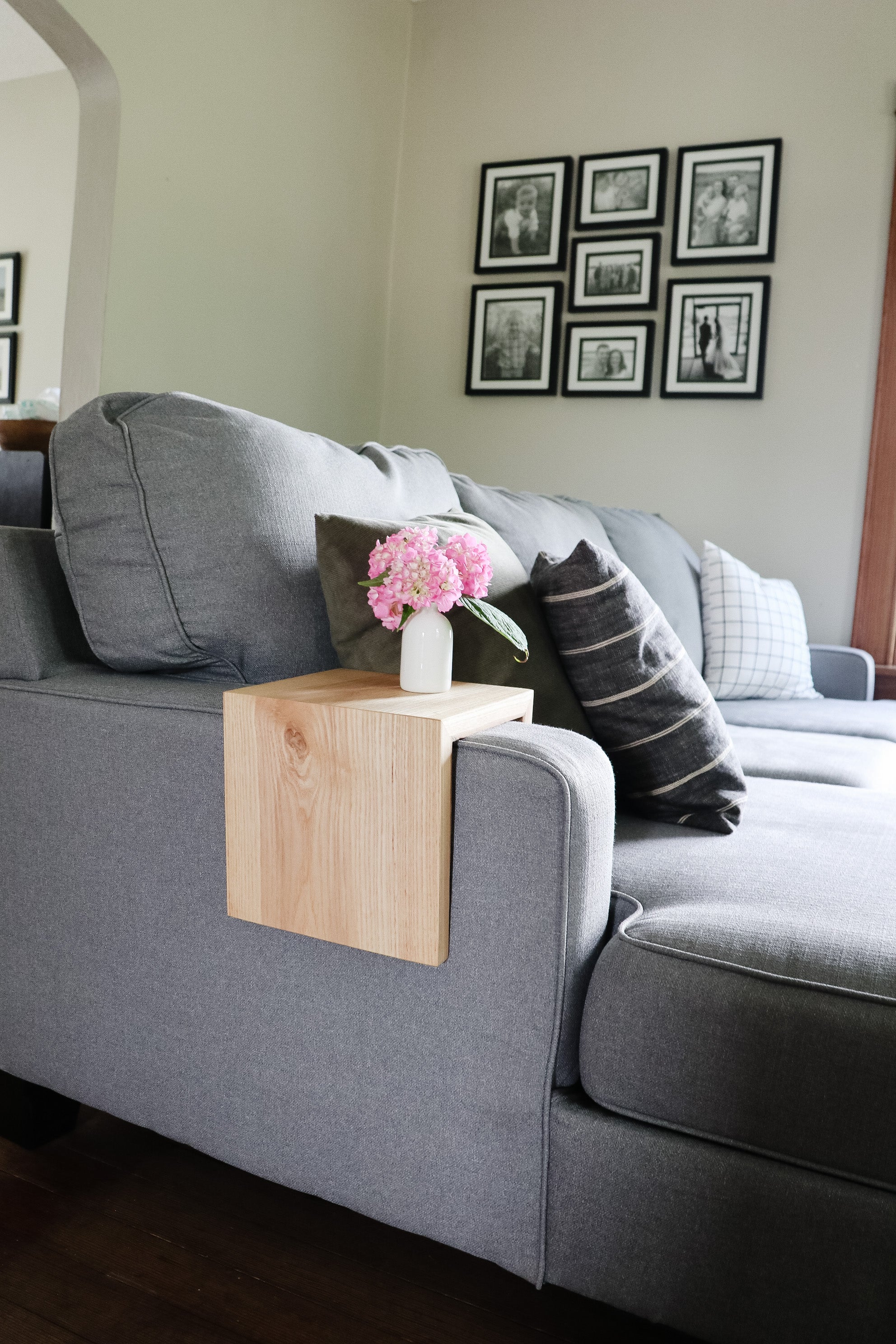 Solid Ash Hardwood Armrest Table