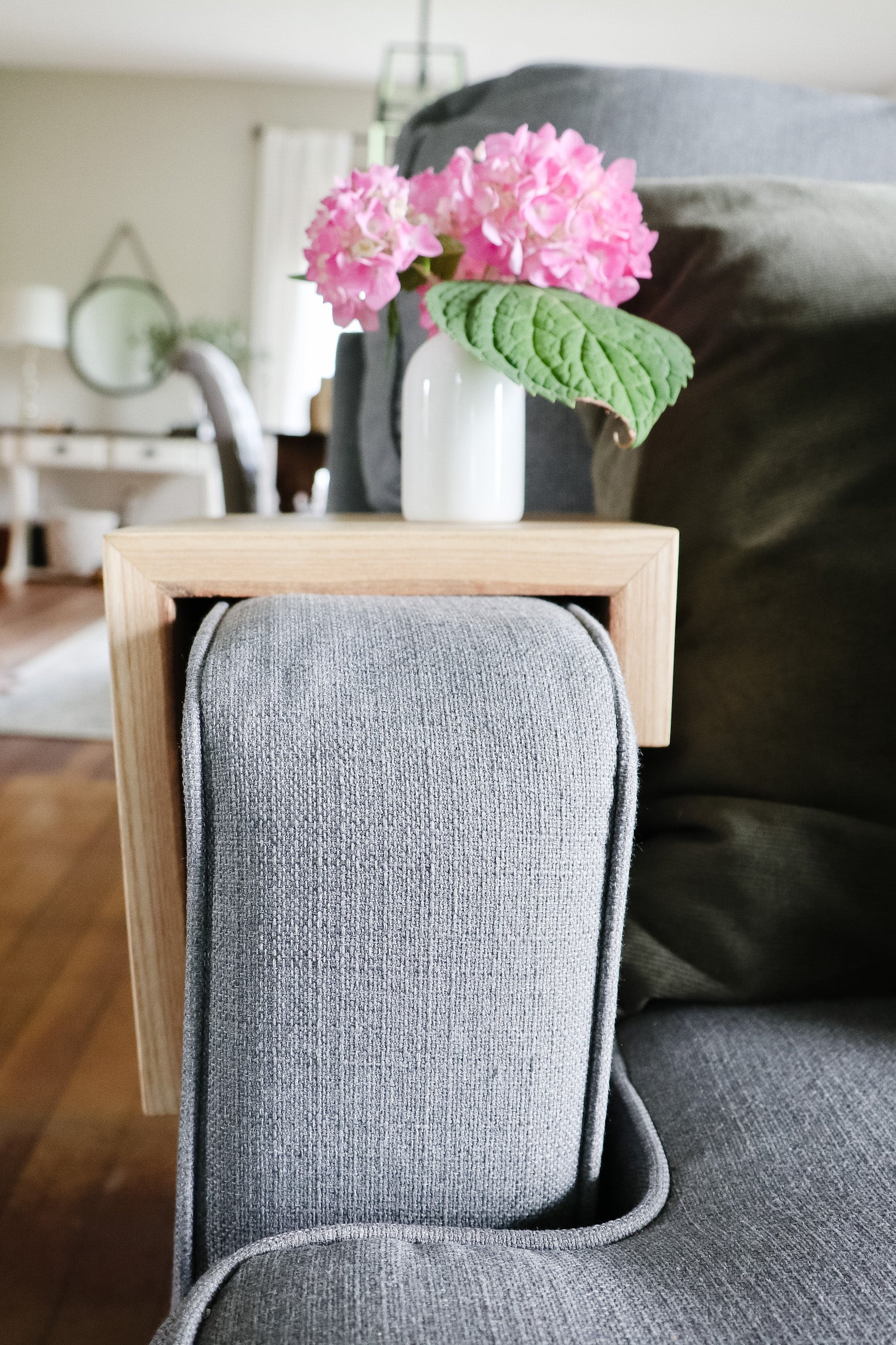 Solid Ash Hardwood Armrest Table