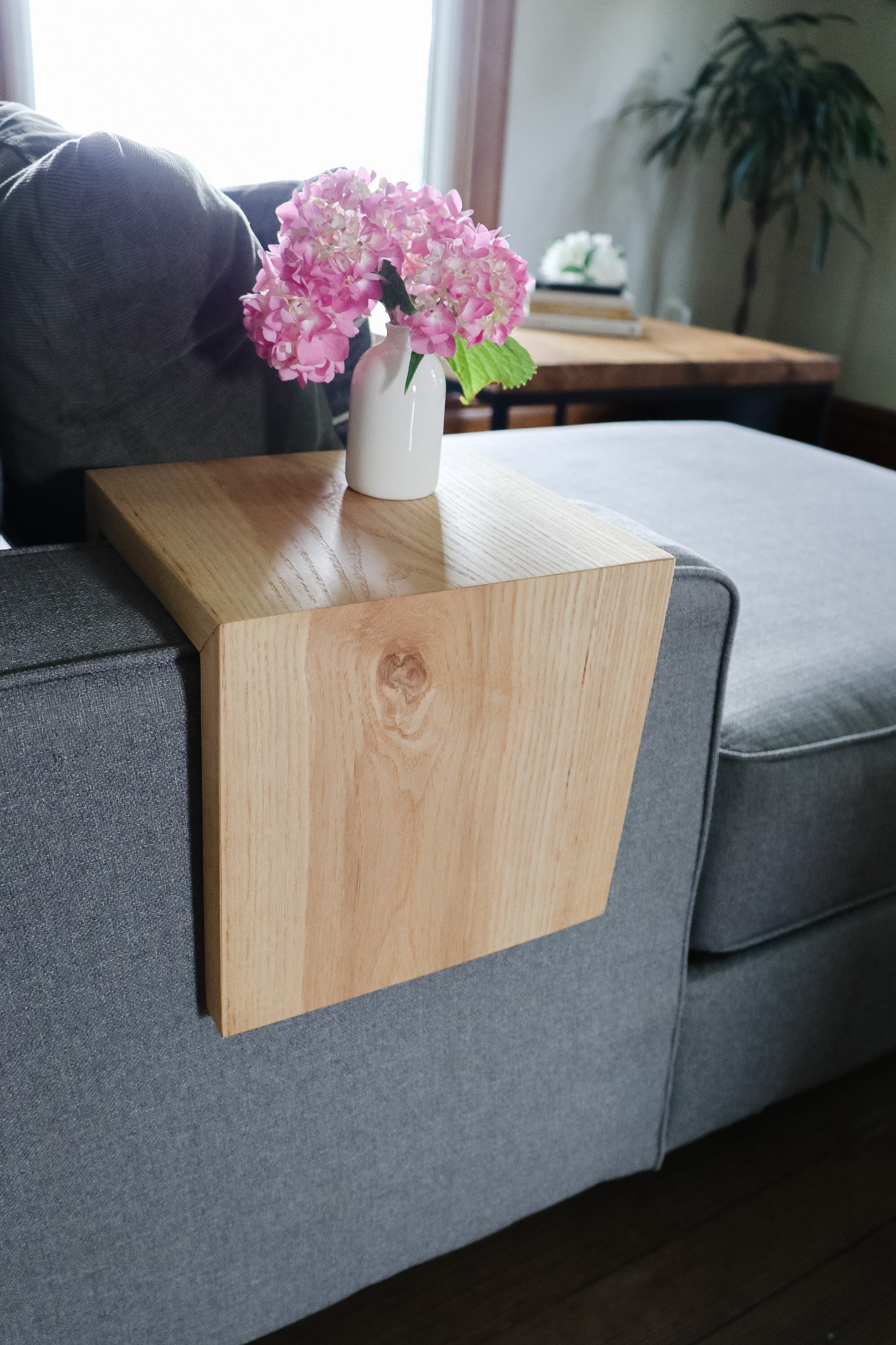 Solid Ash Hardwood Armrest Table