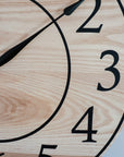 Solid Ash Wood Wall Clock with Black Numbers and Lines