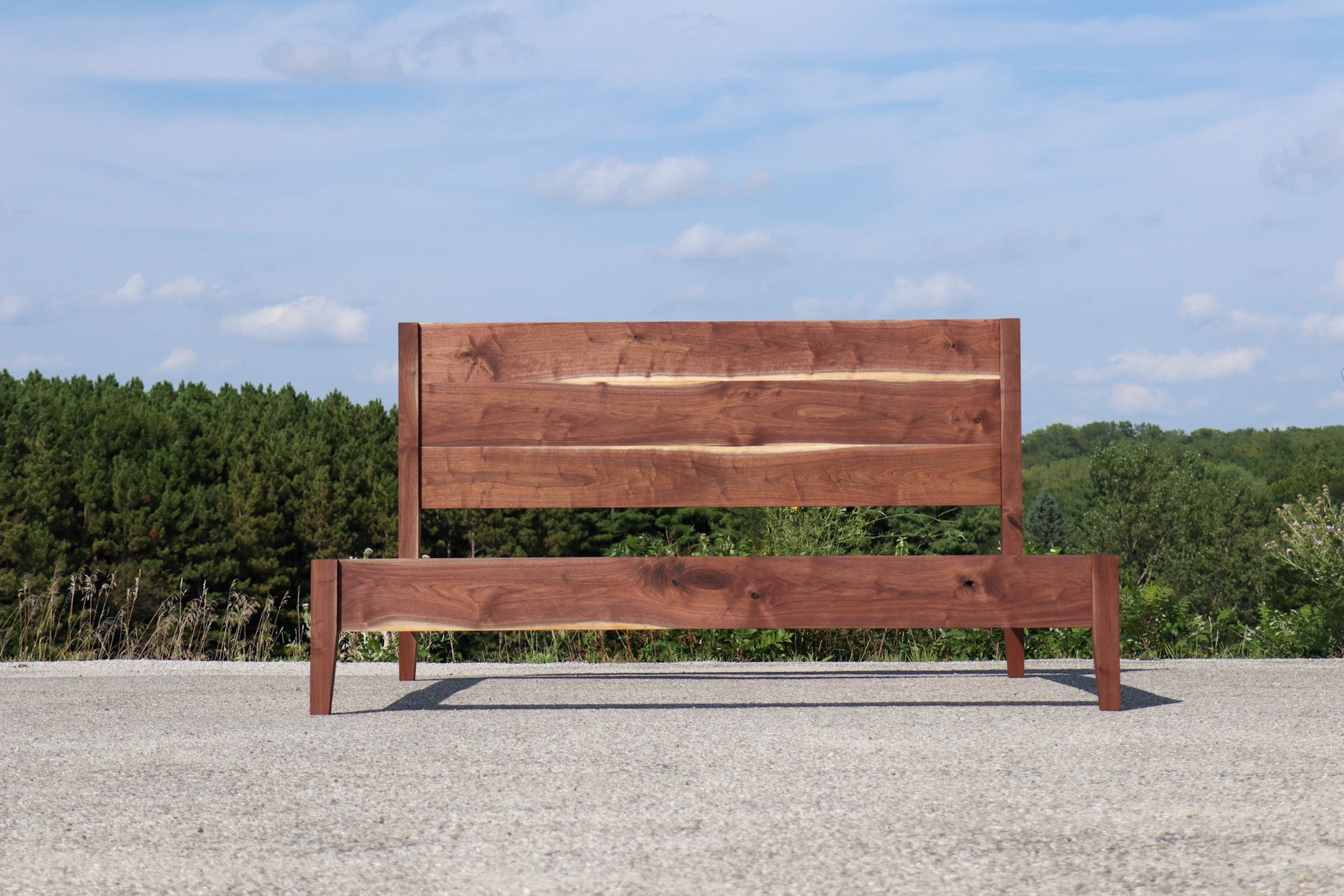 Solid Walnut Mid-Century Modern King Bed Frame - Hazel Oak Farms