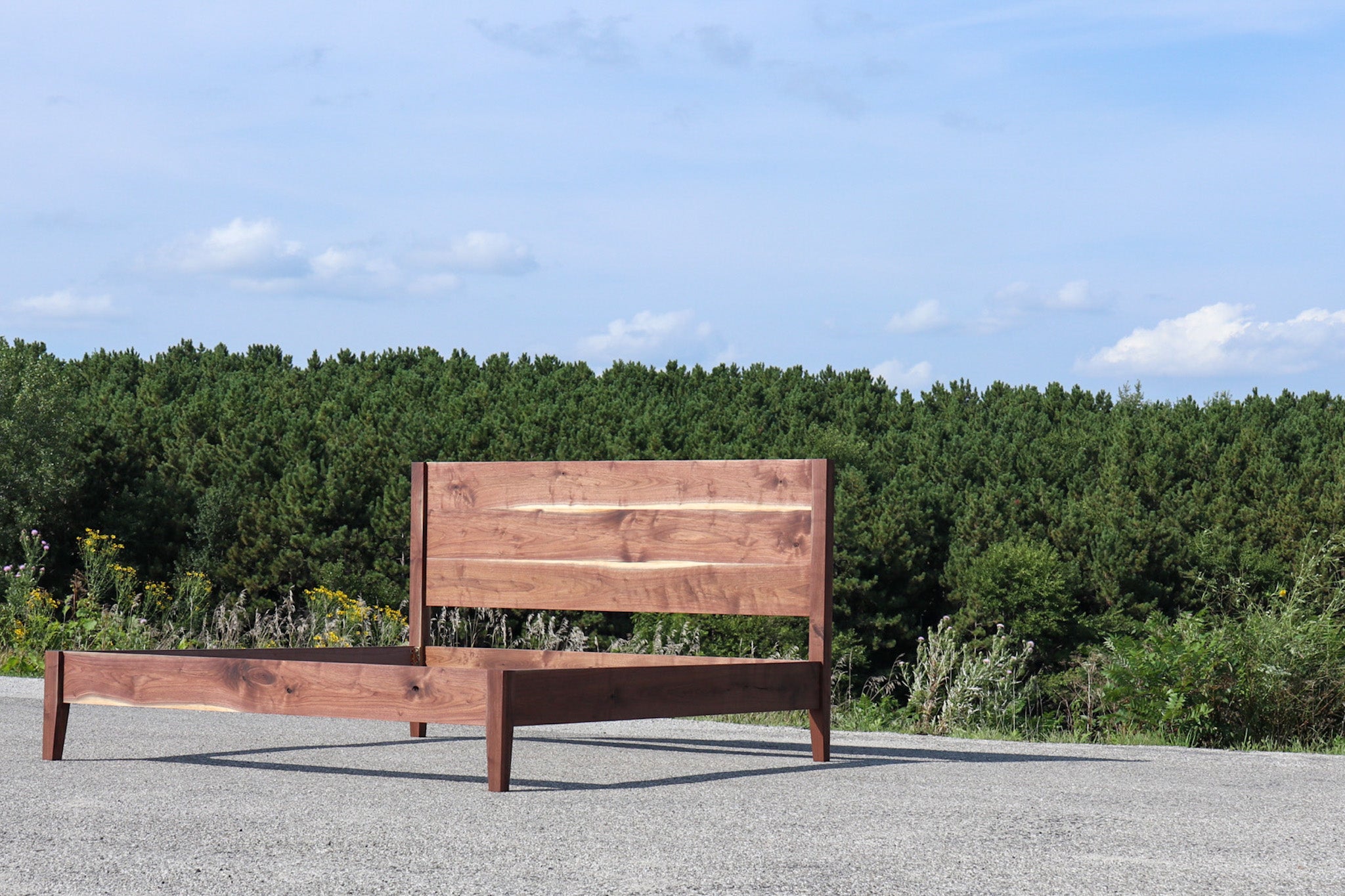 Solid Walnut Mid-Century Modern King Bed Frame - Hazel Oak Farms