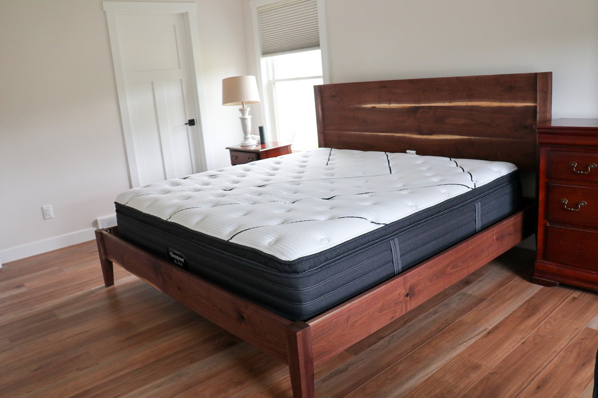 Solid Walnut Mid-Century Modern King Bed Frame - Hazel Oak Farms