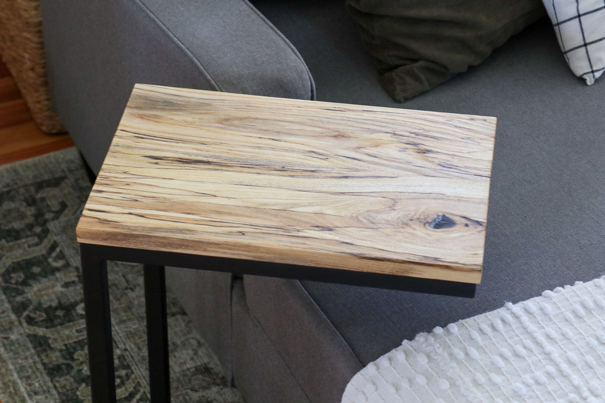 Solid Spalted Hackberry Maple Wood Laptop C Table - Hazel Oak Farms