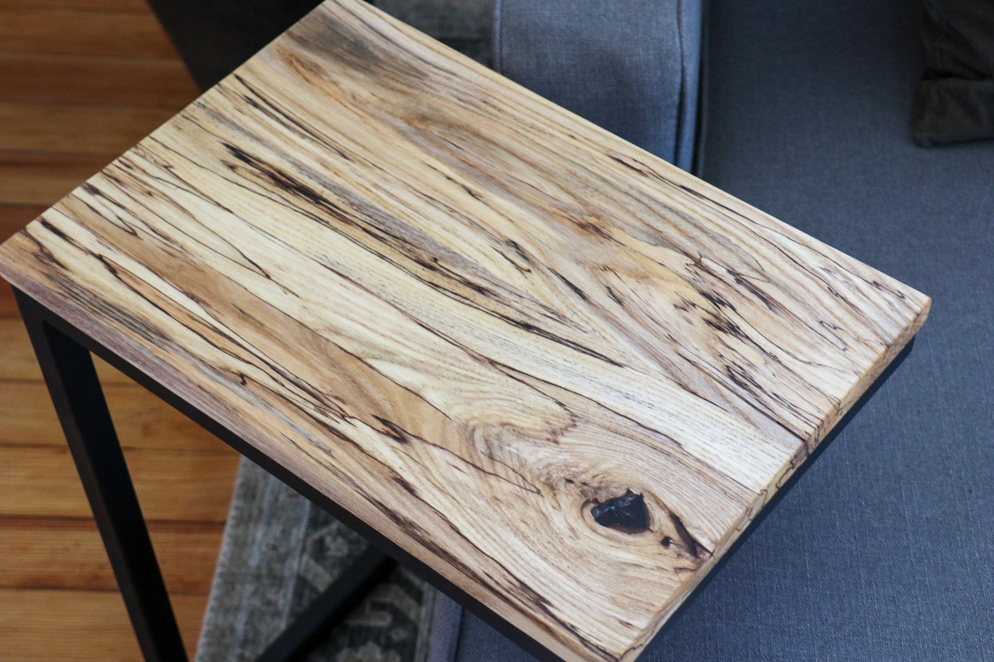 Solid Spalted Hackberry Maple Wood Laptop C Table - Hazel Oak Farms